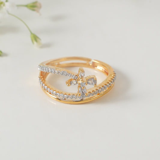 Delicate diamond studded finger ring for women