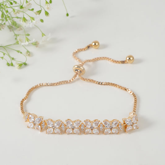 Stunning floral elegant cz diamond bracelet for women