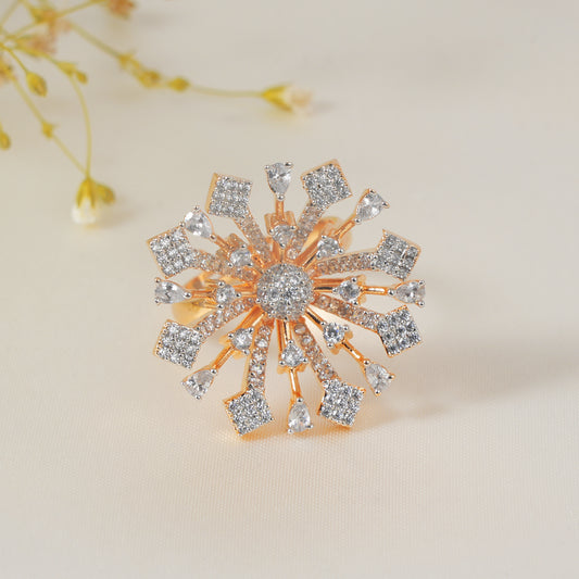 Stunning floral cz diamond cocktail ring for women