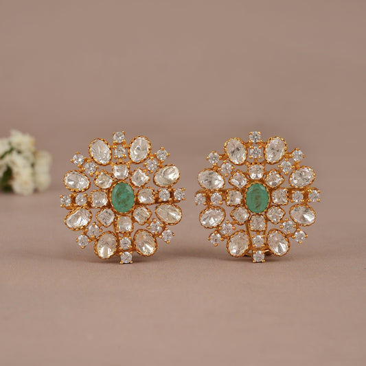 Amazing antique gold bold kundan stud for women