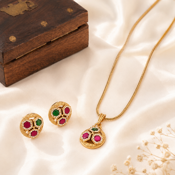 Stunning multicolor stone pendant set