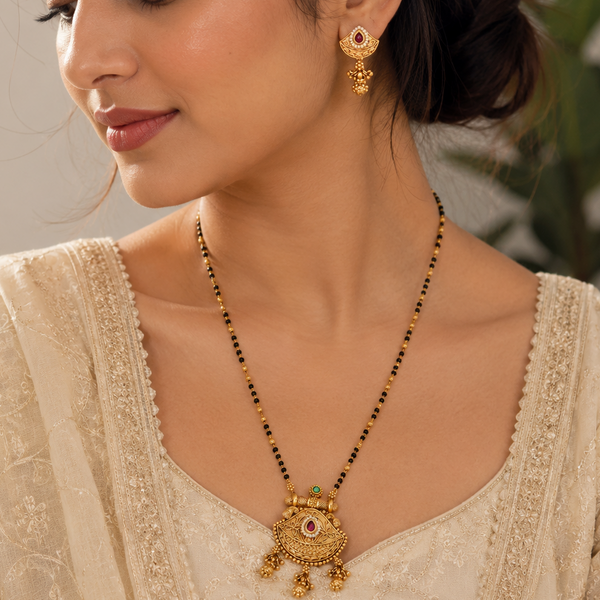 Beautiful antique gold royal chandrika mangalsutra set