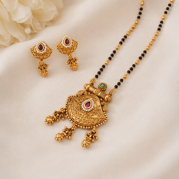 Beautiful antique gold royal chandrika mangalsutra set