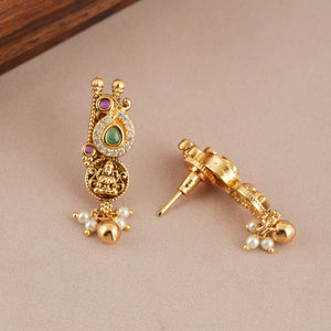 Amazing Antique gold stone ma lakshmi necklace set I Temple Jewellery