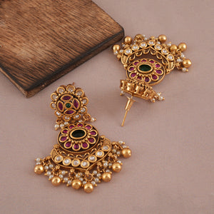 Beautiful antique gold kundan long earring