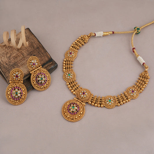 Beautiful multicolor stone necklace set with earring