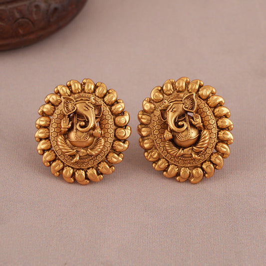 Stunning Lord Ganesh antique gold earring |Temple Jewellery