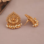 Cute peacock gold pearl drop earring