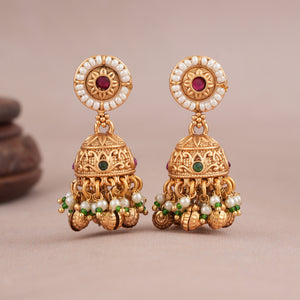 Cute pearl stone gold plated necklace set for women