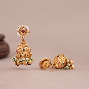 Cute pearl stone gold plated necklace set for women