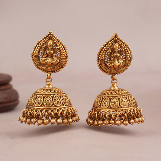 Antique gold Maa lakshmi jhumka earring for women