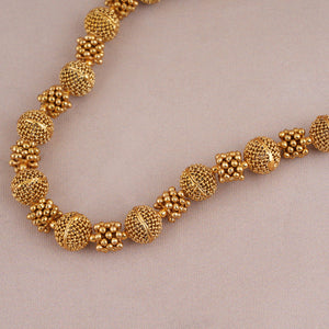Gold plated plain ball mala set with jhumka earring