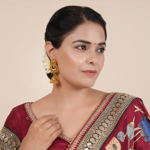 Long antique gold plain jhumka earring