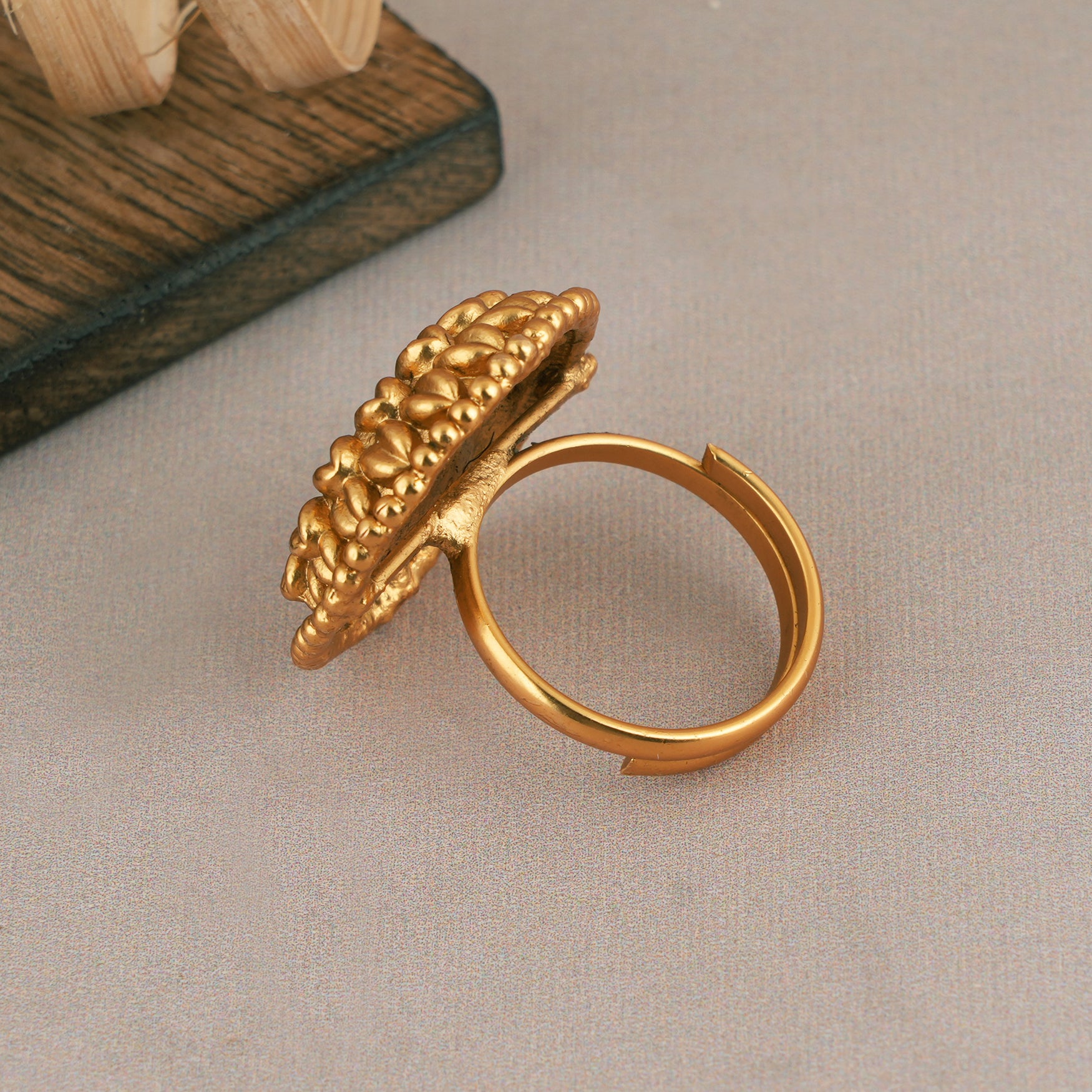 Cute antique gold adjustable ring for women