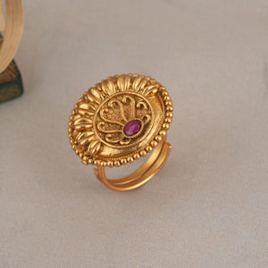 Cute antique gold adjustable ring for women
