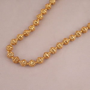 Cute gold plated plain mala set with earring