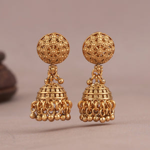 Cute gold plated plain mala set with earring