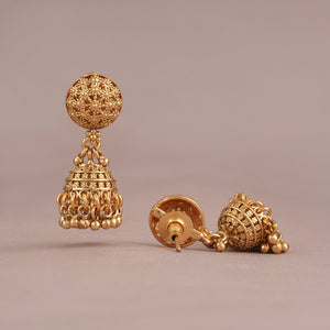 Cute gold plated plain mala set with earring