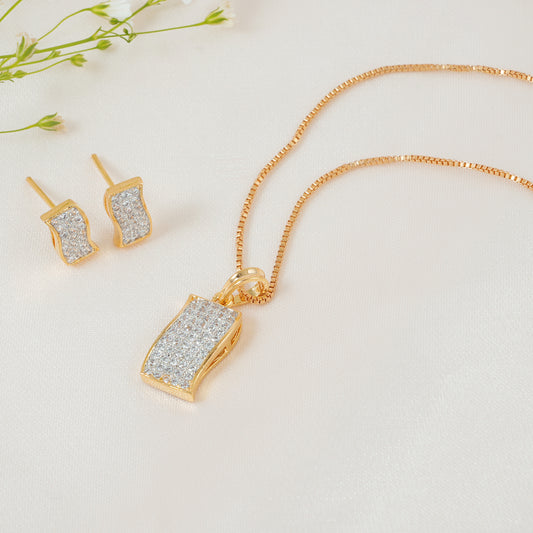 Cute delicate diamond chic pendant set