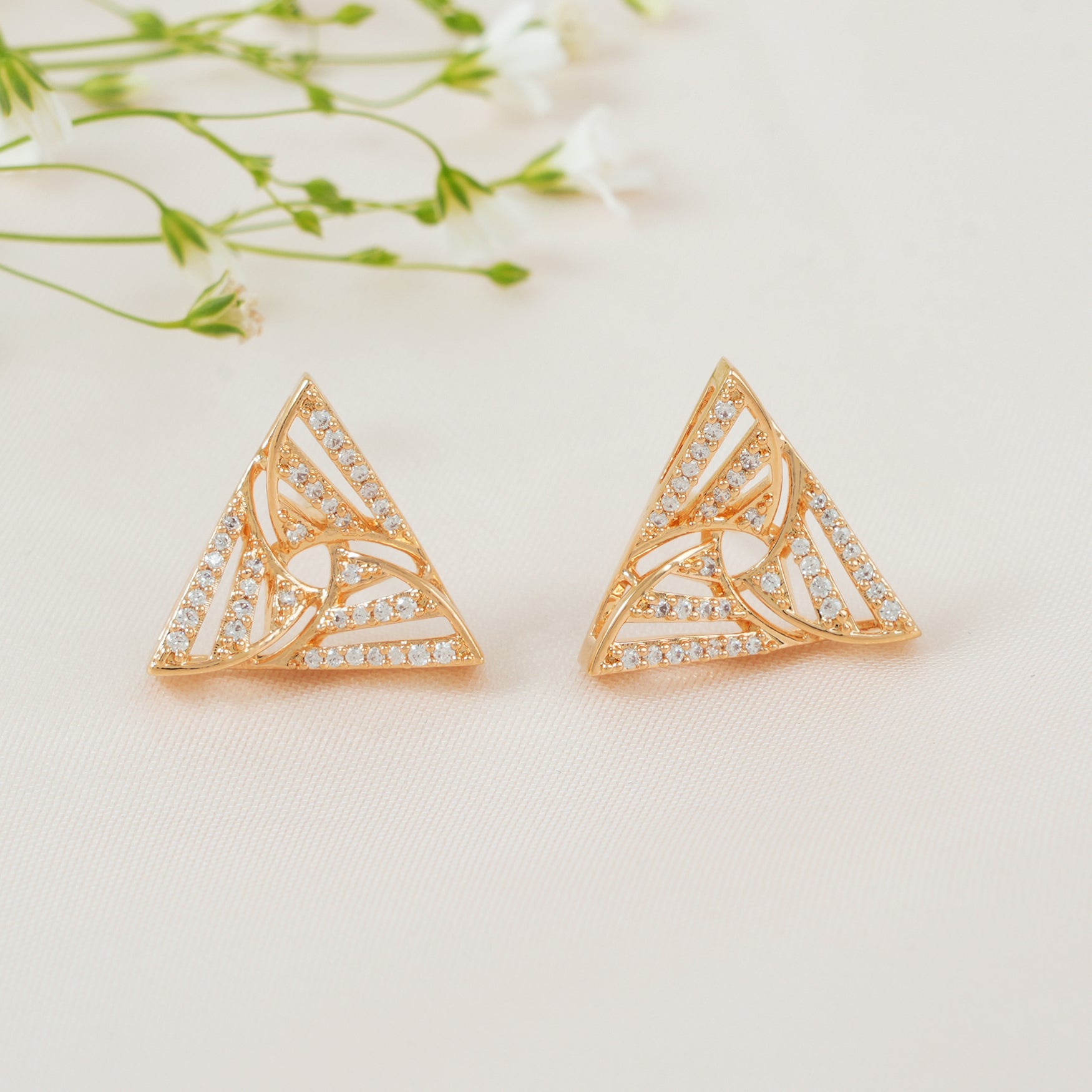 Beautiful delicate Diamond studded pendant set with stud earring