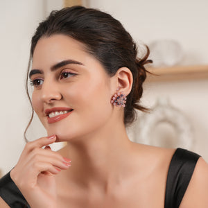 Stunning beaded diamond earring stud