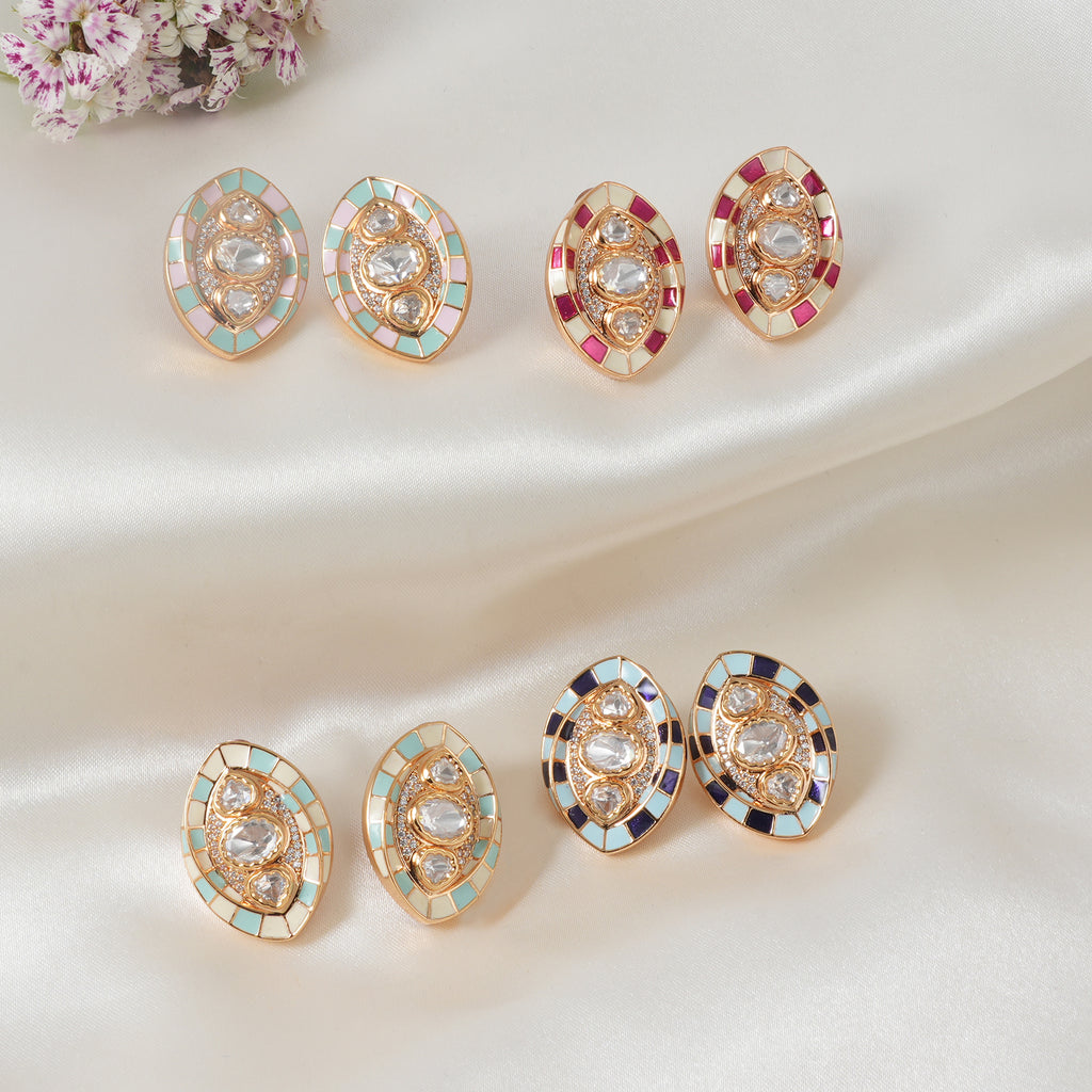 Stunning kundan enamel studs