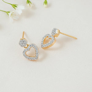 Cute heart diamond pendant set with earrings
