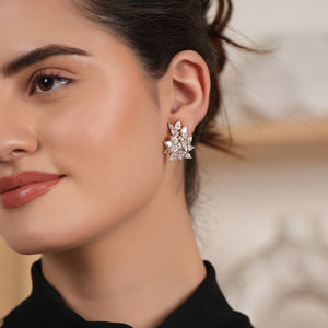 Stunning over sized cocktail CZ diamond stud earring