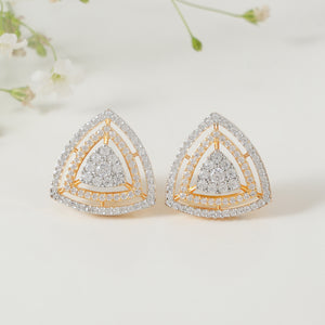Beautiful triangular CZ diamond stud earring
