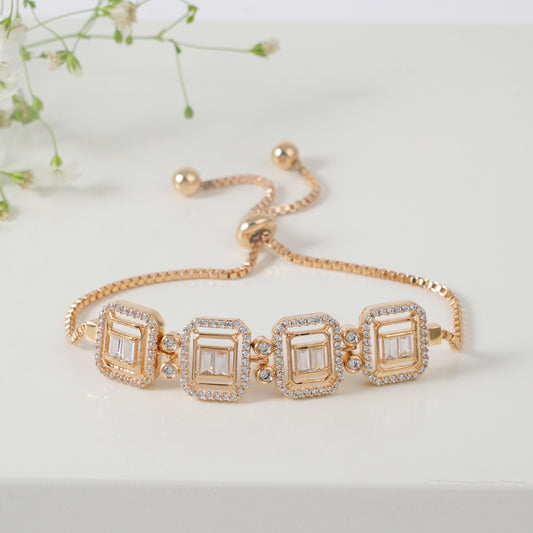 Beautiful art deco cz diamond free size barcelet