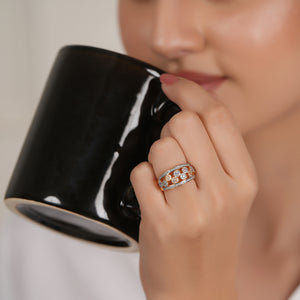 Beautiful CZ diamond adjustable finger ring