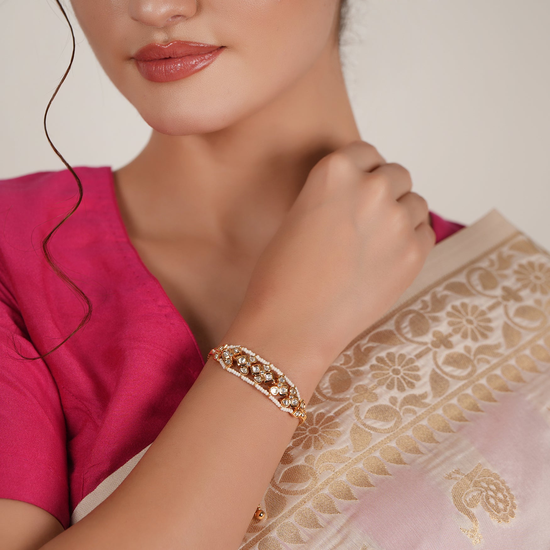 Royal kundan openable bracelet for women