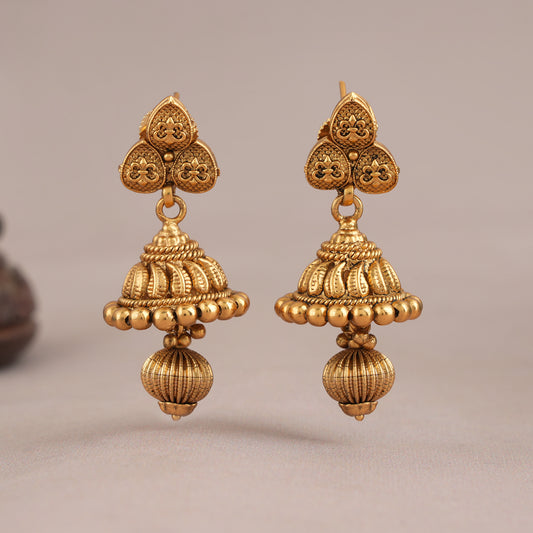 Cute beautiful antique gold plated plain jhumka earring