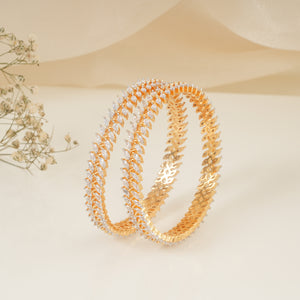 Stunning gold plated marquise diamond bangle set