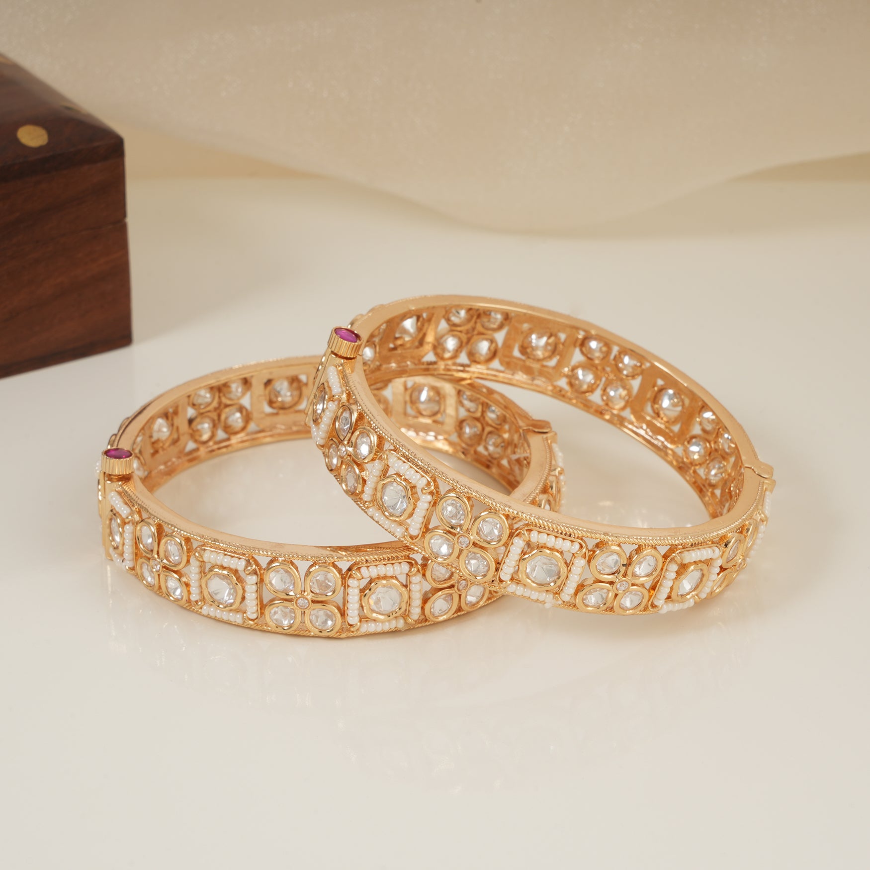 Royal kundan gold plated bangle set for women