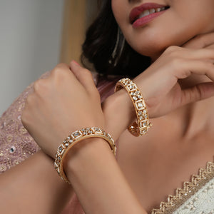 Royal kundan gold plated bangle set for women