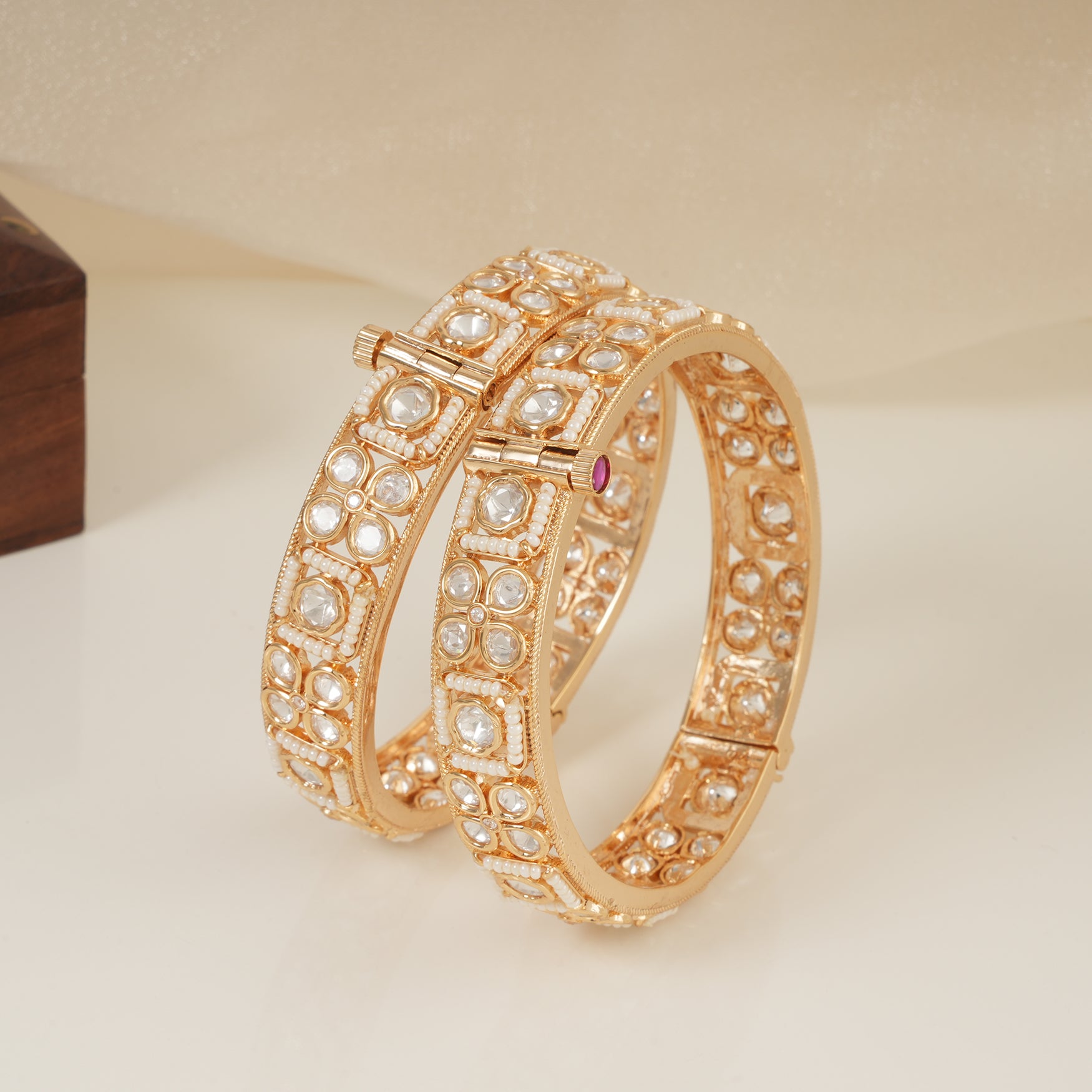 Royal kundan gold plated bangle set for women