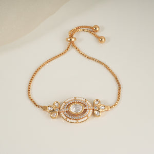 Cute oval shaped kundan free size bracelet