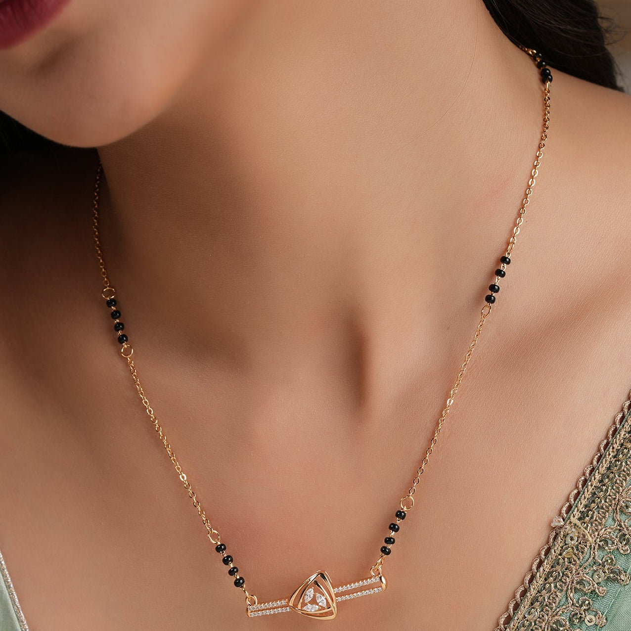 Stunning gold plated cz diamond mangalsutra
