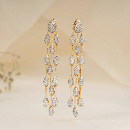 Gold plated cz diamond fall earring for women