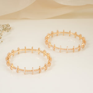 Amazing gold plated cz diamond bangle set of 2