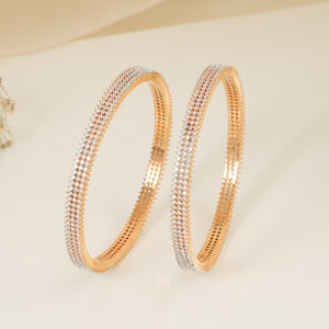 Gold plated single line cz diamond bangle set