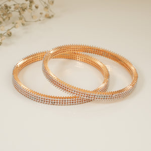 Gold plated single line cz diamond bangle set