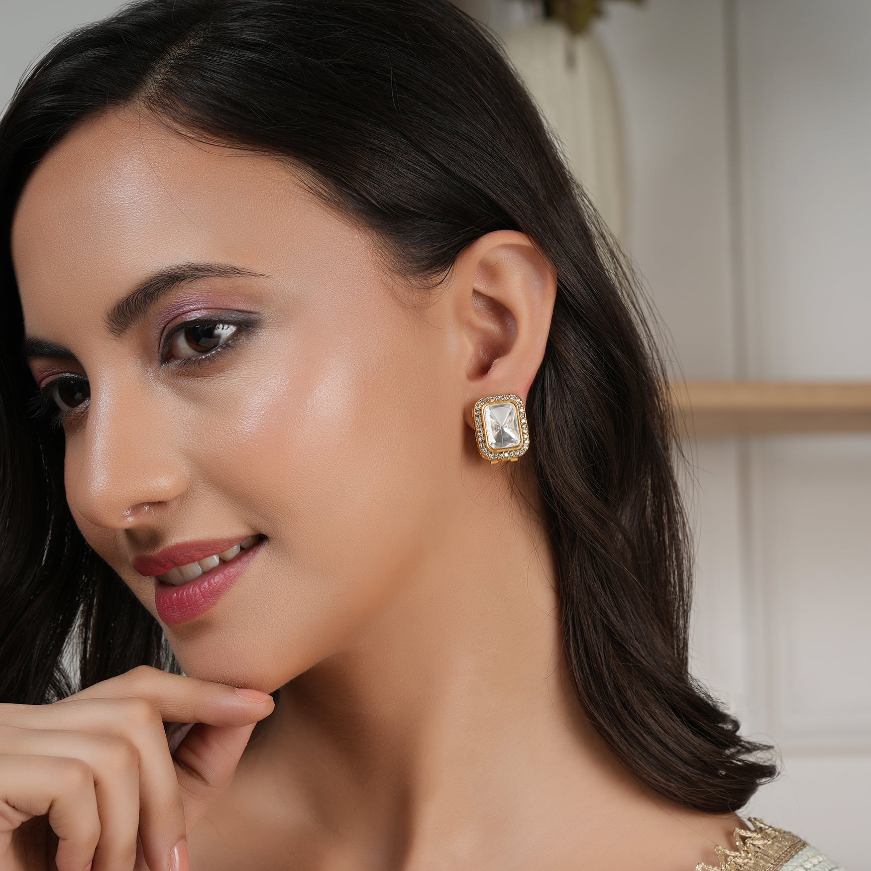 Beautiful gold plated kundan studs