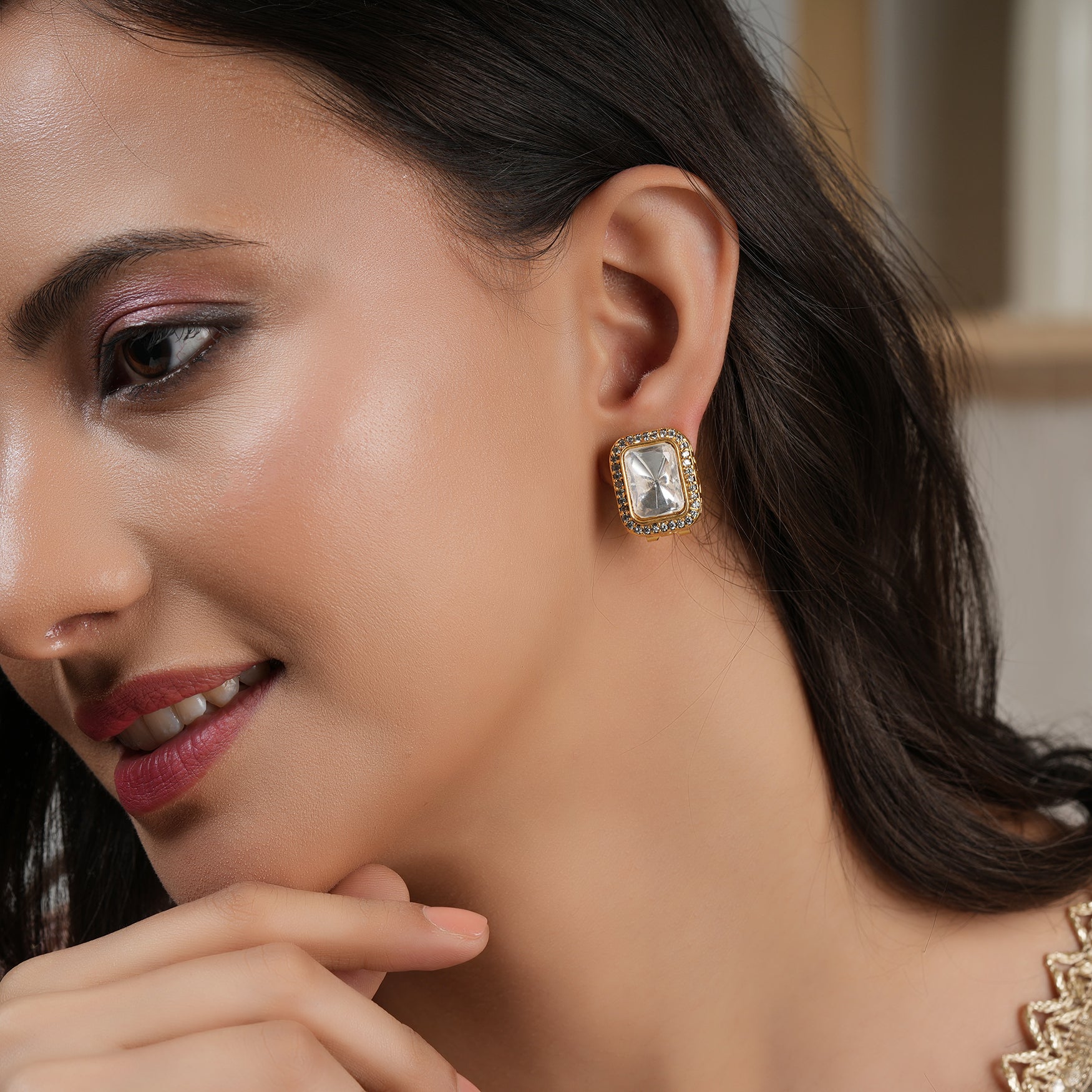 Beautiful gold plated kundan studs