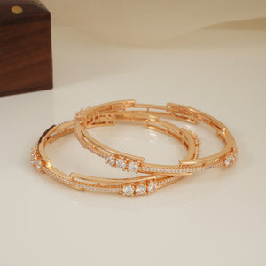 Elegant cz diamond gold plated bangle set for women