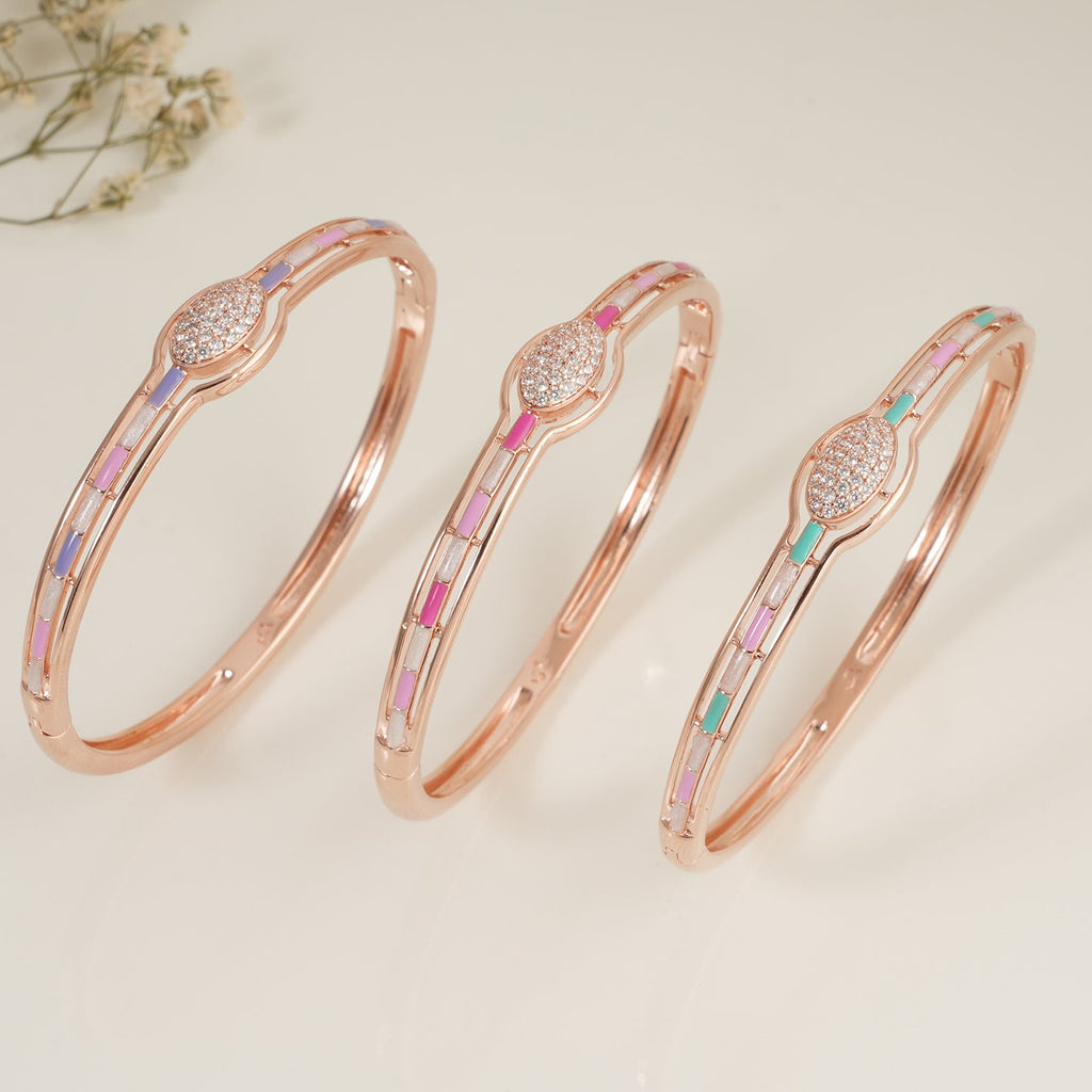 Elegant meenakari rose gold plated cz diamond women bracelet