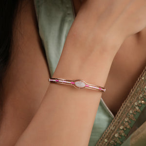 Elegant meenakari rose gold plated cz diamond women bracelet