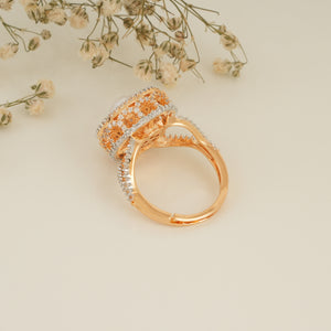 Adorable cz diamond gold plated pearl finger ring