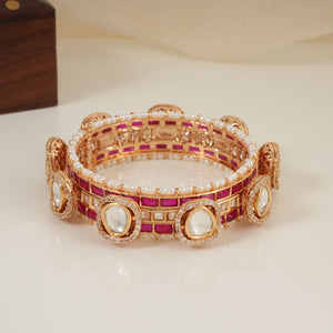 Royal gold plated kundan ruby stone kada bangle